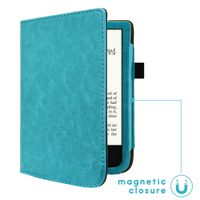 imoshion Étui de liseuse portefeuille en cuir végan Pocketbook Touch Lux 5 / HD 3 / Basic Lux 4 / Vivlio Lux 5 - Bleu clair