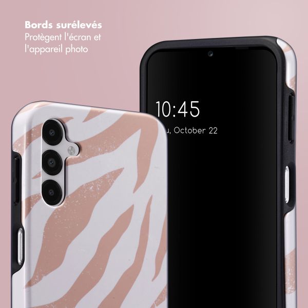 Selencia Coque arrière Vivid Tough Samsung Galaxy A14 (5G/4G) - Colorful Zebra Old Pink