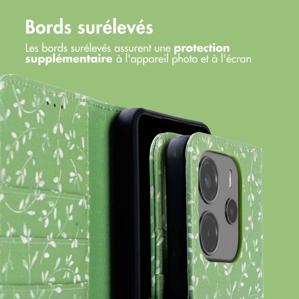 imoshion Étui de télephone portefeuille Design Xiaomi Redmi Note 14 (4G) - Green Flowers