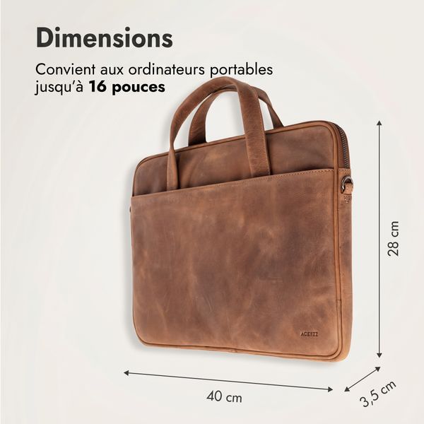 Accezz Leather Sac ordinateur 16 pouces - Cognac