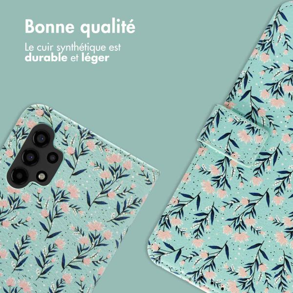 imoshion Étui de télephone portefeuille Design Samsung Galaxy A13 (4G) - Blue Flowers