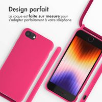 imoshion ﻿Coque en silicone avec cordon iPhone SE (2022 / 2020) / 8 / 7 - Rose Fluo