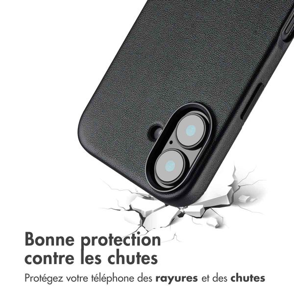 Accezz Coque arrière en cuir avec MagSafe Apple iPhone 16 - Onyx Black