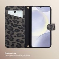 Selencia Étui de télephone portefeuille imprimé léopard Sabi Samsung Galaxy S24 / S25 - Midnight Black