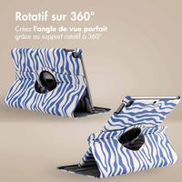 imoshion Coque tablette Design rotatif à 360° Apple iPad 9 (2021) 10.2 pouces / iPad 8 (2020) 10.2 pouces / iPad 7 (2019) 10.2 pouces - White Blue Stripes