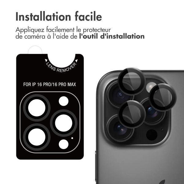 imoshion Lot de 2 protections d'objectif de caméra Apple iPhone 16 Pro / 16 Pro Max - Noir / Titanium