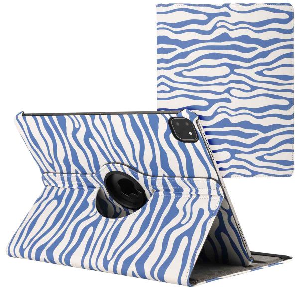 imoshion Coque tablette Design rotatif à 360° Apple iPad Pro 13 (2025) M5 / (2024) M4 - White Blue Stripes