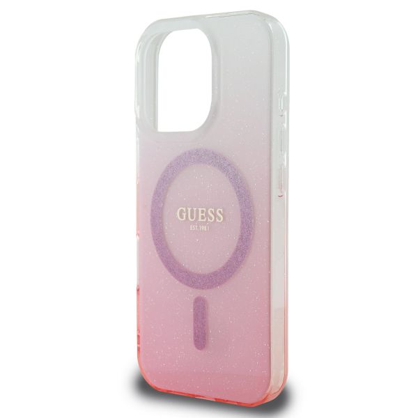 Guess Coque MagSafe IML Glitter Gradient Apple iPhone 16 Pro Max - Pink