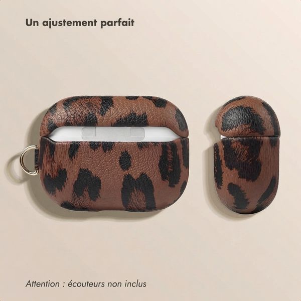 Selencia Coque Sabi motif panthère  Apple Airpods Pro / Pro 2 - Mocha Brown