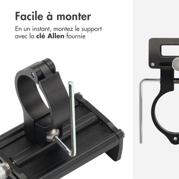 imoshion Support de téléphone pour vélo et moto - Mini - Aluminium - Léger - Ajustable - Noir