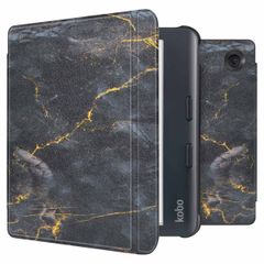 imoshion Design Slim Hard Sleepcover avec support Kobo Libra Colour - Black Marble