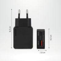 Accezz Chargeur GaN Ultra Slim - USB-C + USB-A - 45 W - Noir