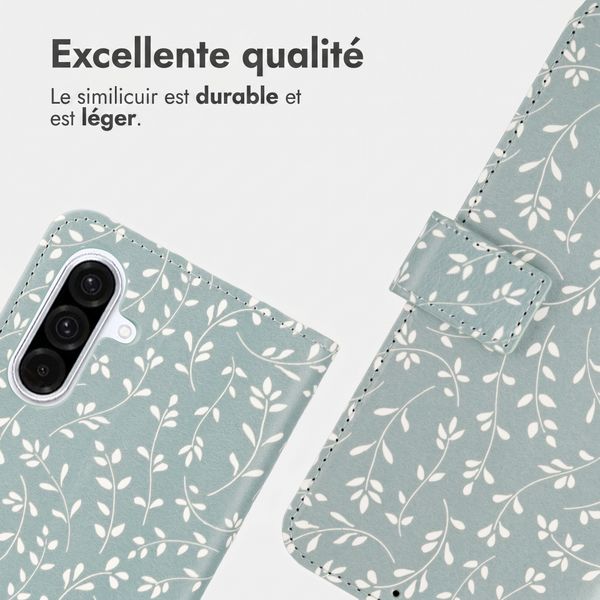 imoshion Étui de télephone portefeuille Design Samsung Galaxy A36 - Smoke Green Flowers