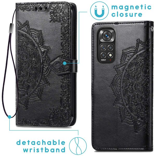 imoshion Etui de téléphone portefeuille Mandala Xiaomi Redmi Note 11 Pro - Noir