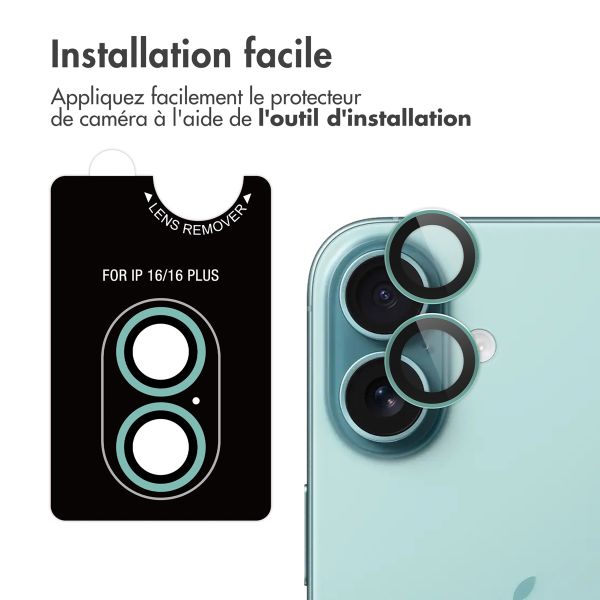 imoshion Lot de 2 protections d'objectif de caméra Apple iPhone 16 / 16 Plus - Teal
