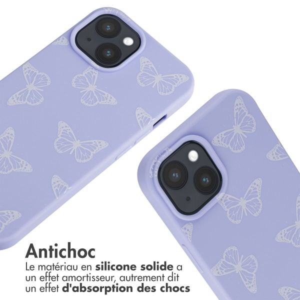 imoshion Coque design en silicone avec cordon iPhone 15 - Butterfly