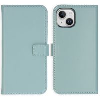 Selencia Étui de téléphone portefeuille en cuir véritable iPhone 15 Plus - Air Blue