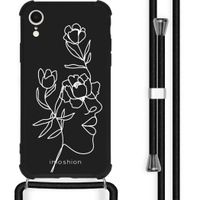 imoshion Coque Design avec cordon iPhone Xr - Woman Flower Black