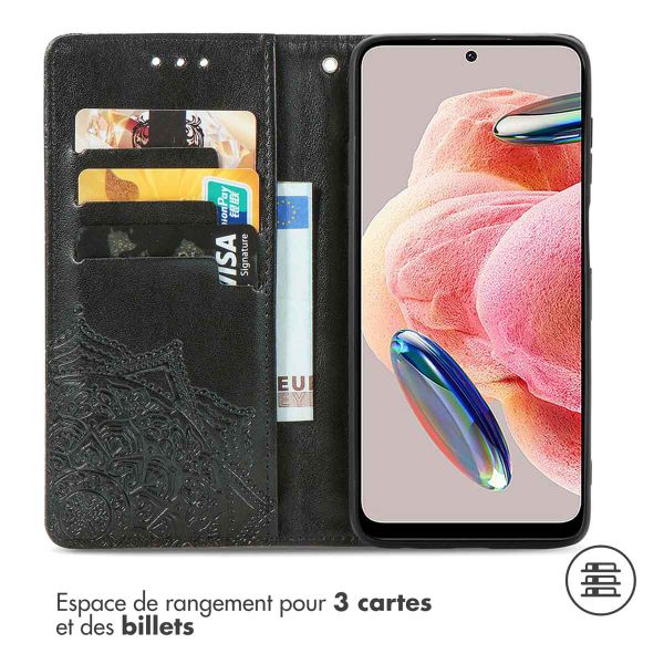 imoshion Etui de téléphone portefeuille Mandala Xiaomi Redmi Note 12 (4G) - Noir