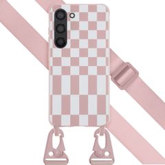 Selencia Coque design en silicone avec cordon amovible Samsung Galaxy S23 - Irregular Check Sand Pink