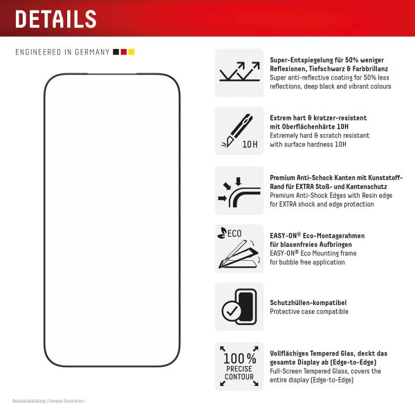 Displex Protecteurs d'écran Premium Glass Full Cover Anti-Reflex Apple iPhone 17 Pro Max