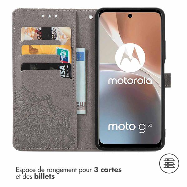 imoshion Etui de téléphone portefeuille Mandala Motorola Moto G32 - Gris