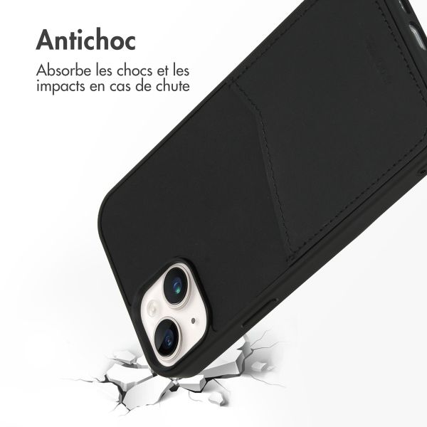 Accezz Coque en cuir de qualité supérieure avec fentes pour cartes Apple iPhone 14 Plus - Noir
