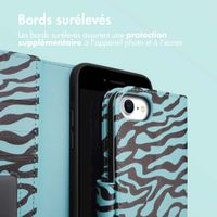 imoshion Étui de télephone portefeuille Design Apple iPhone SE (2022 / 2020) / 8 / 7 / 6(s) - Black Blue Stripes