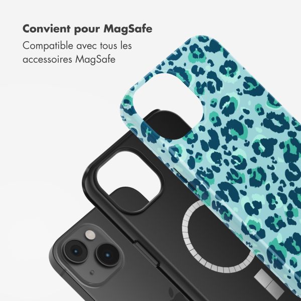 Selencia Coque arrière Vivid Tough avec MagSafe iPhone 14 - Wild Spots Light Blue