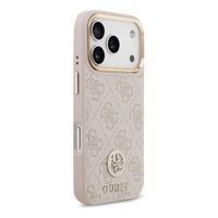 Guess Coque arrière en cuir avec logo Strass classique et MagSafe Apple iPhone 17 Pro - Rose