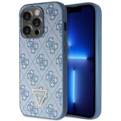 Guess Coque 4G Logo Triangle Strass iPhone 15 Pro - Bleu