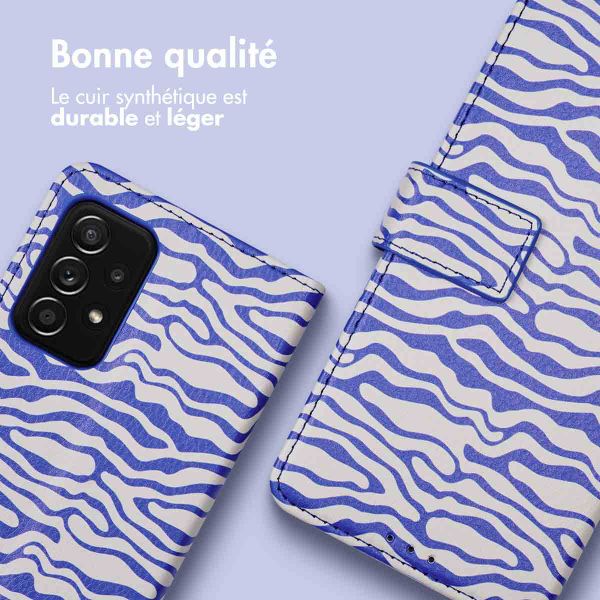 imoshion ﻿Étui de téléphone portefeuille Design Samsung Galaxy A52(s) (5G/4G) - White Blue Stripes