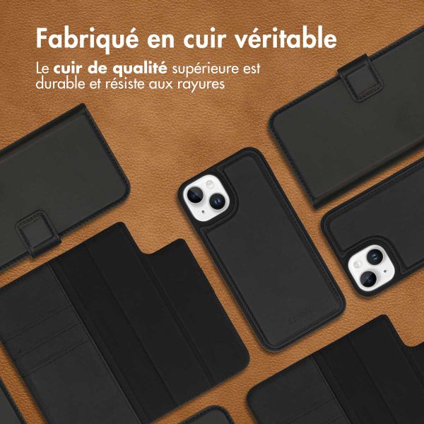 Accezz Étui de téléphone portefeuille en cuir de qualité supérieure 2 en 1 iPhone 14 Plus - Noir