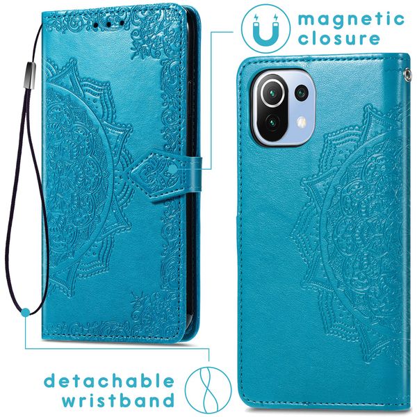 imoshion Etui de télephone Mandala Xiaomi Mi 11 Lite (5G/4G) / 11 Lite 5G NE - Turquoise