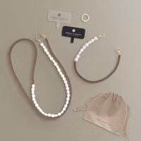 Selencia Ensemble de cordons pour téléphone avec perles et élastiques - Mocha Brown