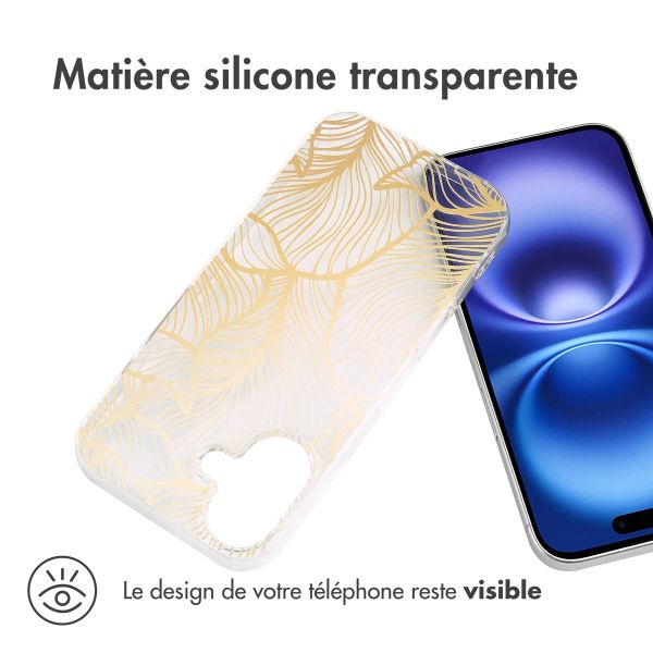 imoshion Coque Design Apple iPhone 16 - Golden Leaves Transparent