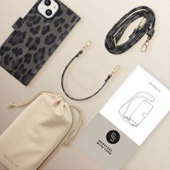 Selencia Étui de télephone portefeuille imprimé léopard Sabi Apple iPhone 14 / 13 - Midnight Black