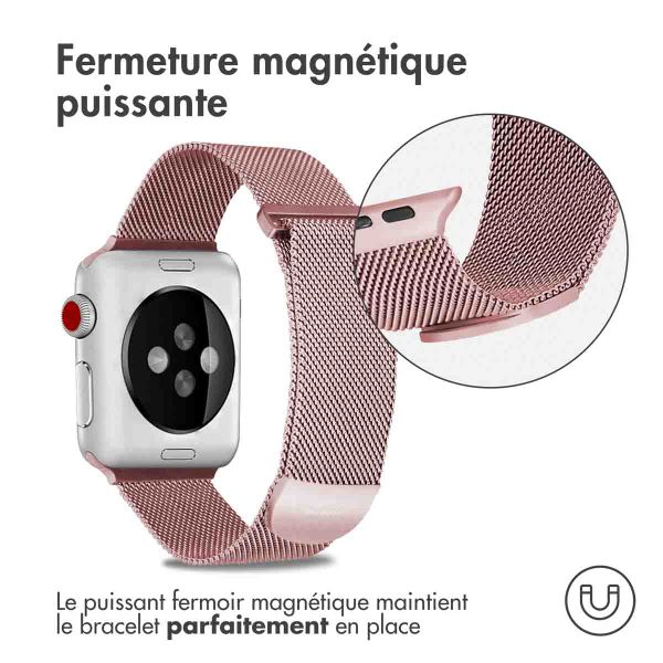 imoshion Bracelet magnétique milanais Apple Watch Series 1 - 9 / SE (38/40/41 mm) | Series 10 / 11 (42 mm) - Taille M - Rose