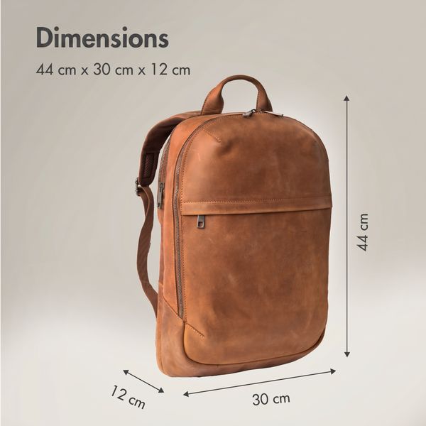 Accezz Leather Sac à dos ordinateur 16 pouces - Cognac