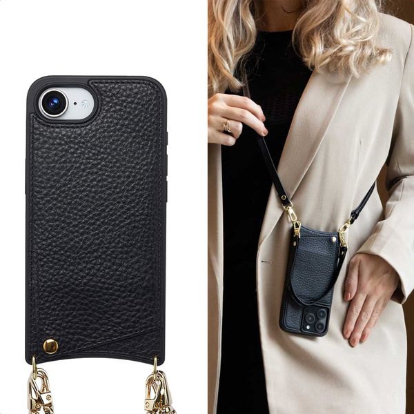 Selencia Coque de télephone Nova avec cordon et porte-cartes Apple iPhone 16e - Noir