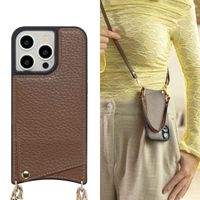 Selencia Coque de télephone Nova avec cordon et porte-cartes Apple iPhone 14 Pro - Mocha Brown