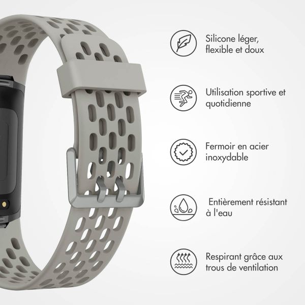 imoshion Bracelet de sport en silicone avec trous Fitbit Charge 5 / Charge 6 - Gris