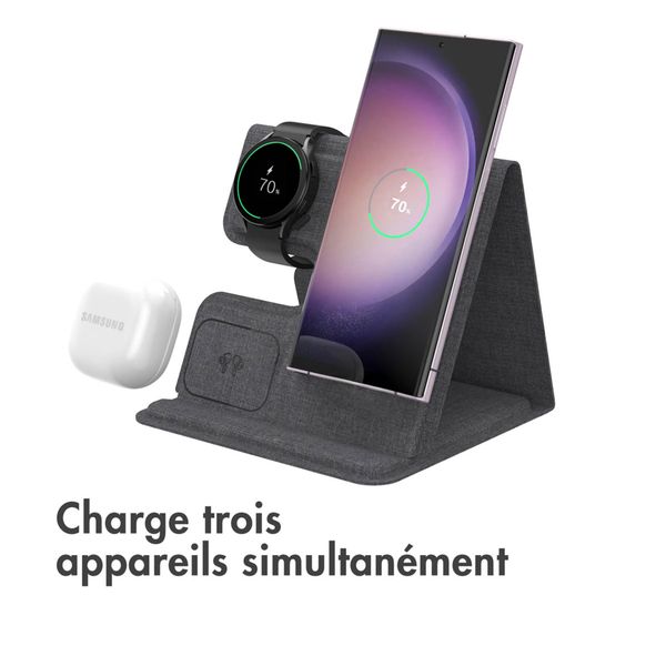 imoshion Chargeur sans fil pliable 3-en-1 Samsung - Galaxy Phone / Galaxy Buds / Galaxy Watch - Gris