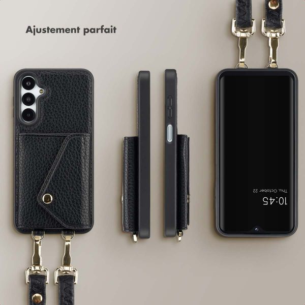 Selencia Coque à cordon avec porte-cartes enveloppe Sera Samsung Galaxy A16 - Noir