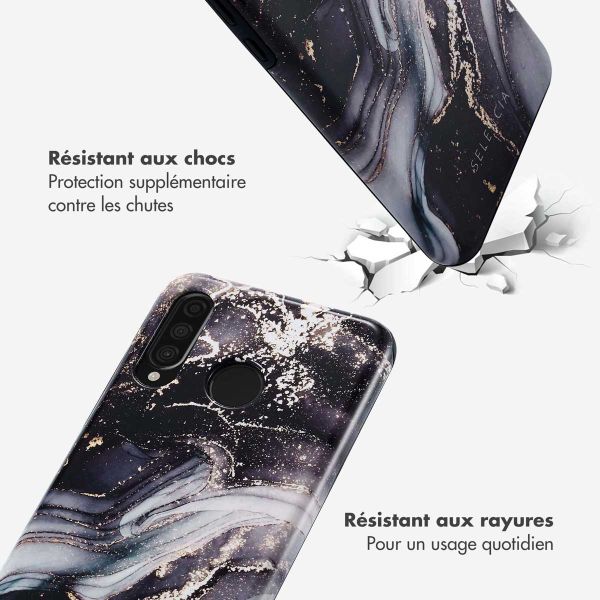 Selencia Coque arrière Vivid Huawei P30 Lite - Chic Marble Black