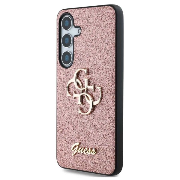 Guess Coque 4G Metal Logo Glitter Samsung Galaxy S25 Plus - Rose