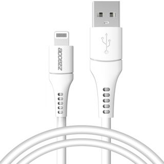 Accezz Câble Lightning vers USB iPhone 13 Pro Max - Certifié MFi - 1 mètre - Blanc