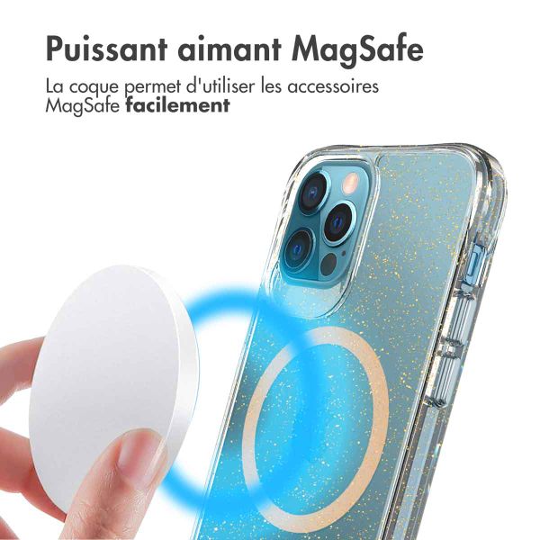 imoshion Coque arrière transparente Pailletée avec MagSafe Apple iPhone 12 (Pro) - Doré