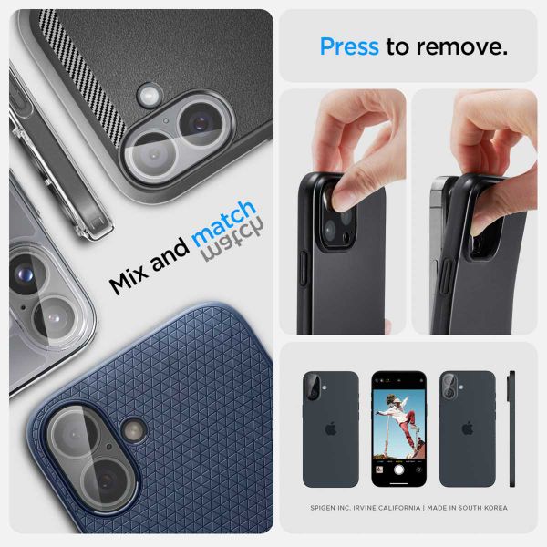 Spigen GLAStR EZ Fit Optik Protection d'objectif de caméra (pack de 2) Apple iPhone 16 / 16 Plus - Crystal Clear