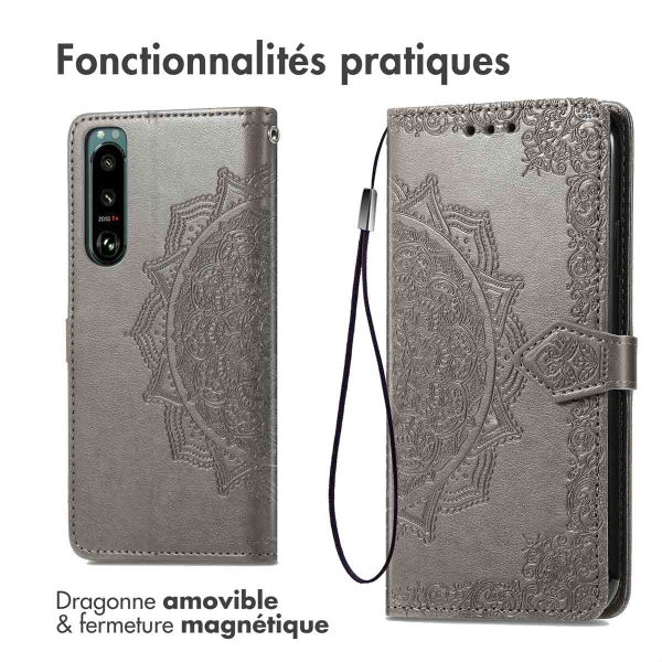 imoshion Etui de téléphone portefeuille Mandala Sony Xperia 5 IV - Gris